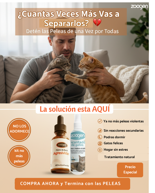 Kit Anti Peleas Entre Gatos - Flores de Bach + Spray Calmante Zoogen