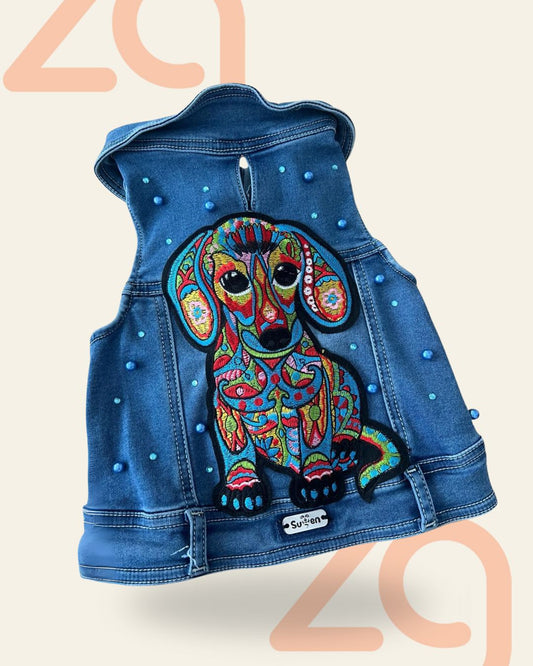 Chaleco de mezclilla para perro mediano - M