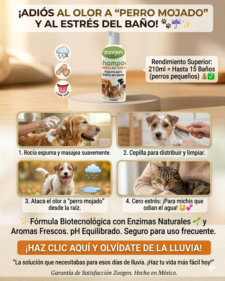 Baño en Seco: ¡Adiós al "olor a perro" y al estrés del baño!
