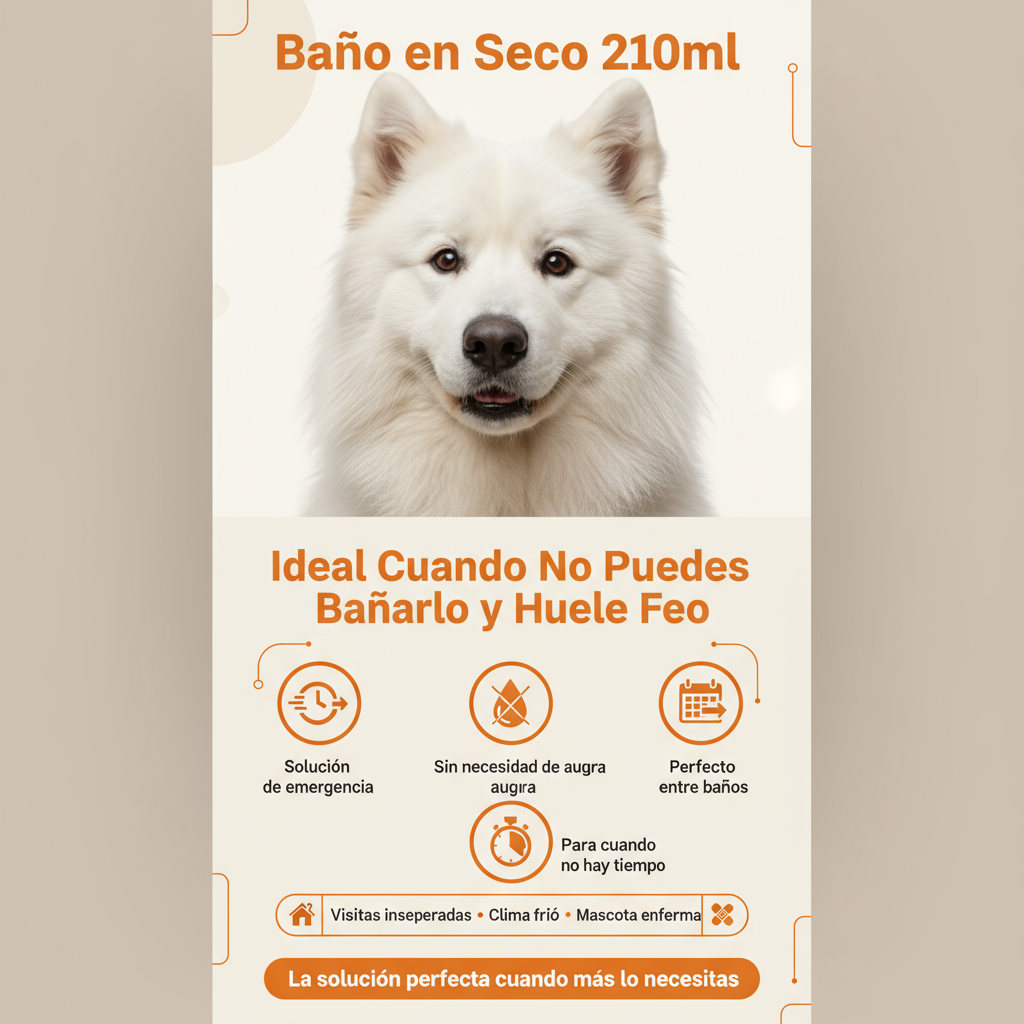 Baño en Seco - Solución de Emergencia con Perro Blanco