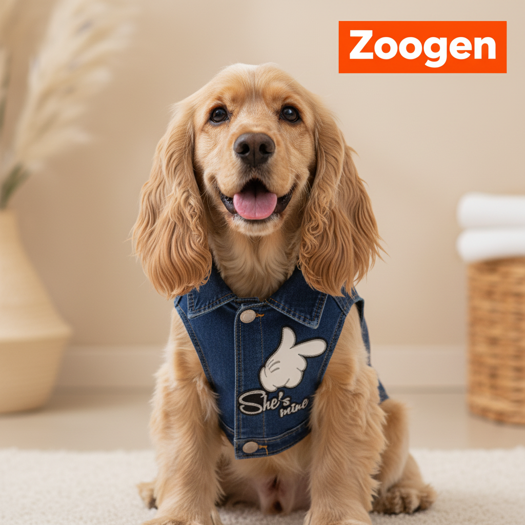 Chaleco L en cocker spaniel - formato 1:1 con logo Zoogen