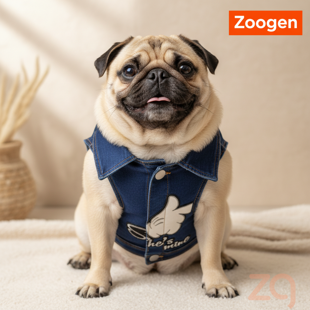 Chaleco L en pug gordito - formato 1:1 con logo Zoogen
