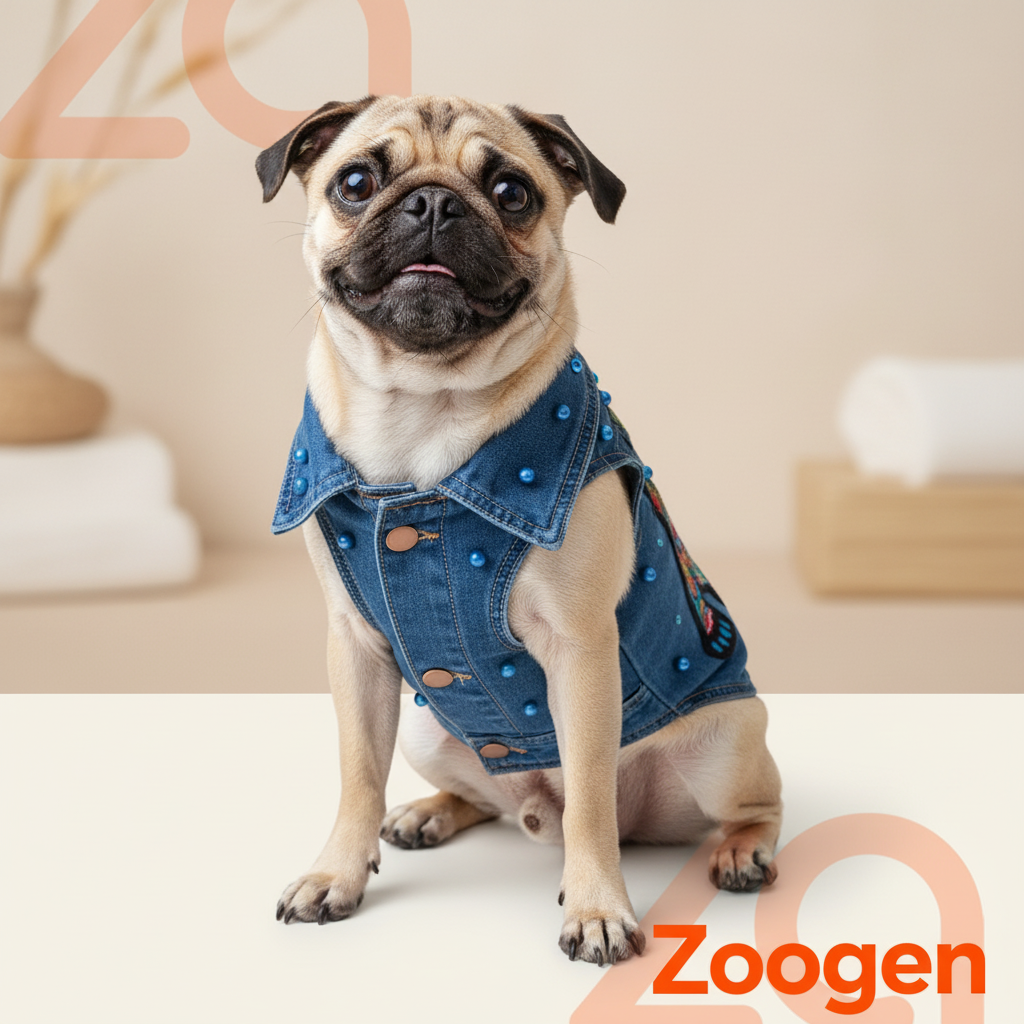 Chaleco M en pug delgado - formato 1:1 con logo Zoogen