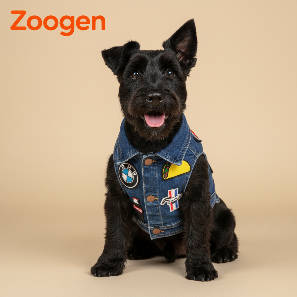 Chaleco S en Scottish Terrier negro - formato 1:1 con logo Zoogen