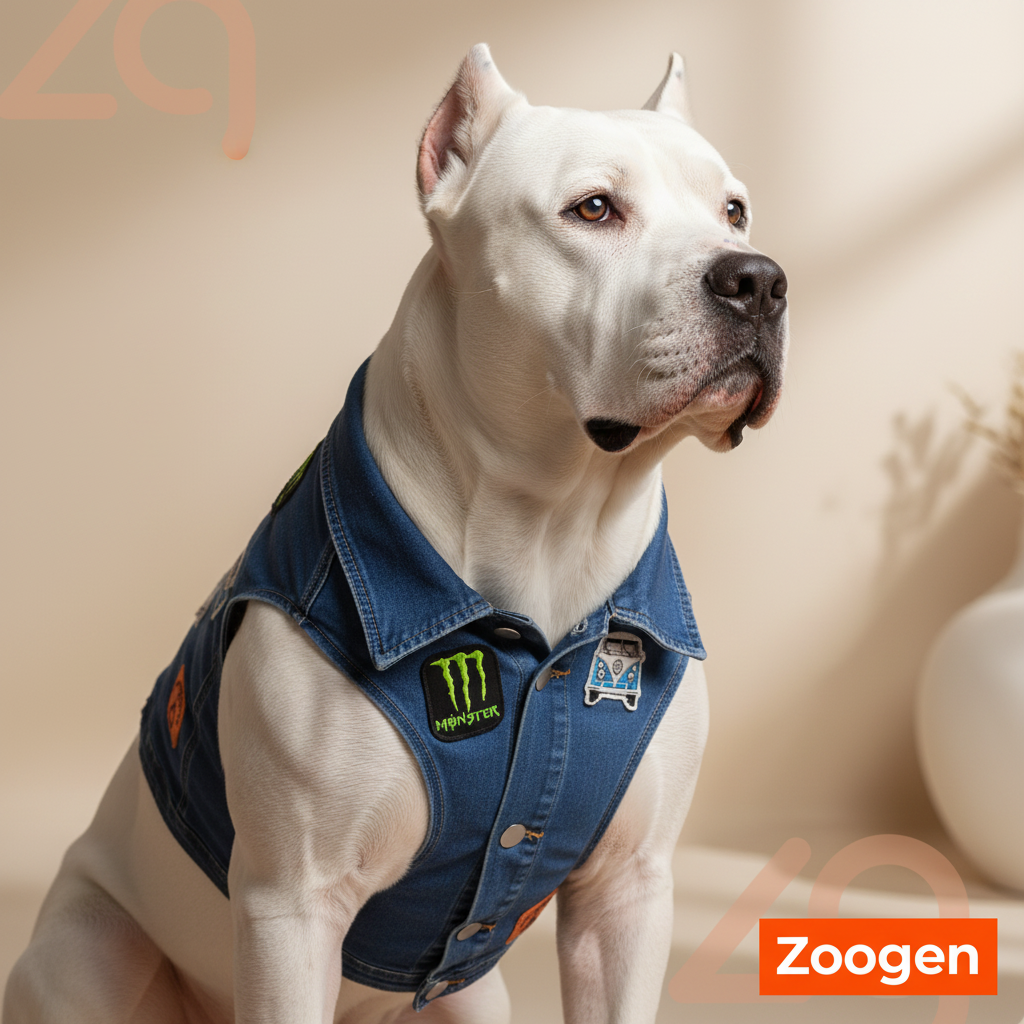 Chaleco XXL en dogo argentino - formato 1:1 con logo Zoogen