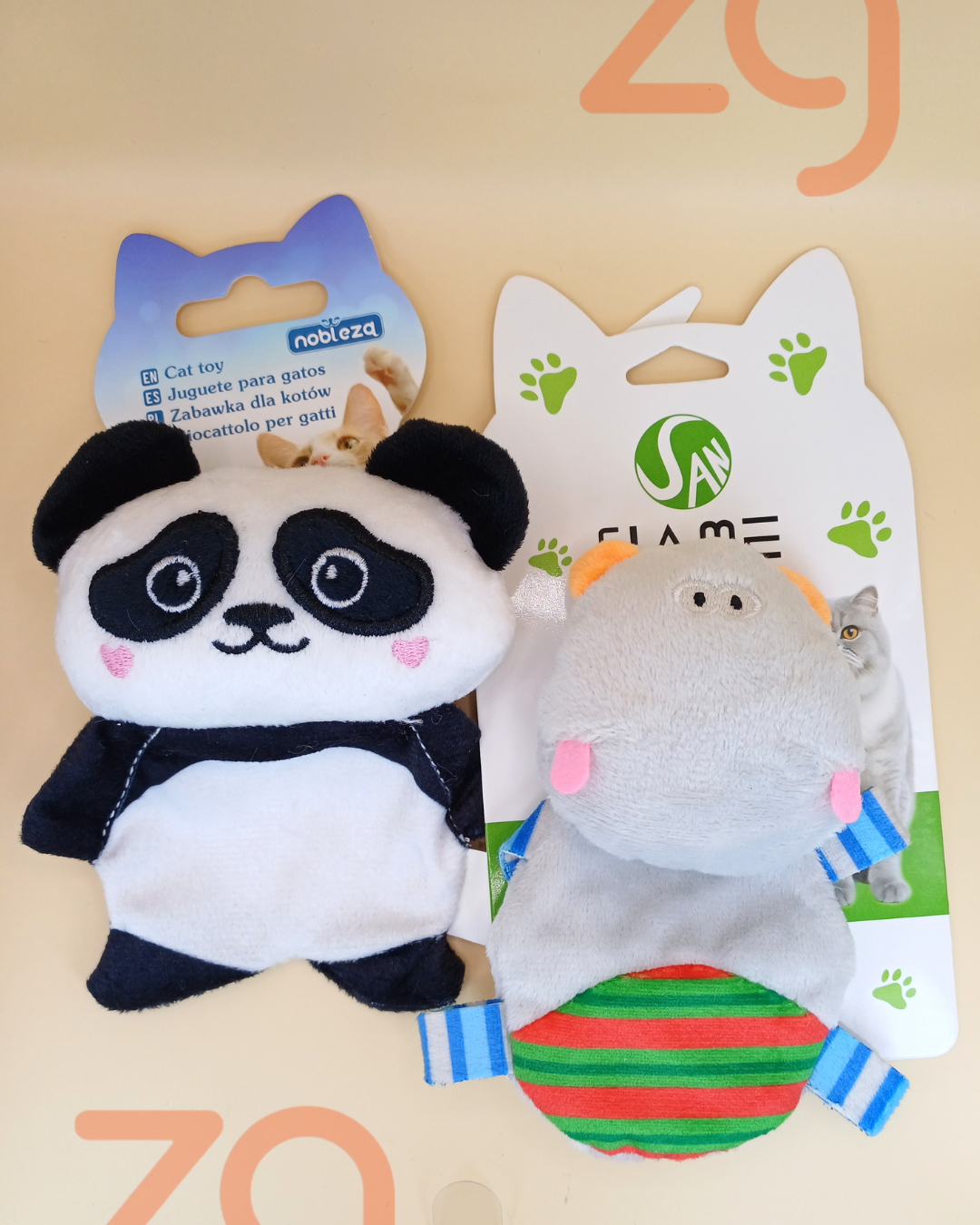 Peluches Hipopótamo y Panda  para perro o gato