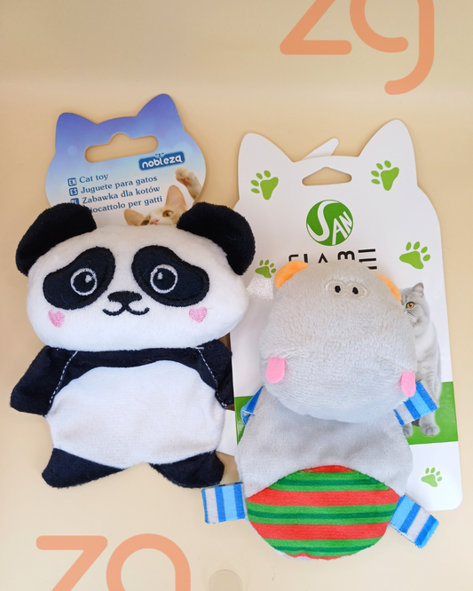 Peluches Hipopótamo y Panda  para perro o gato